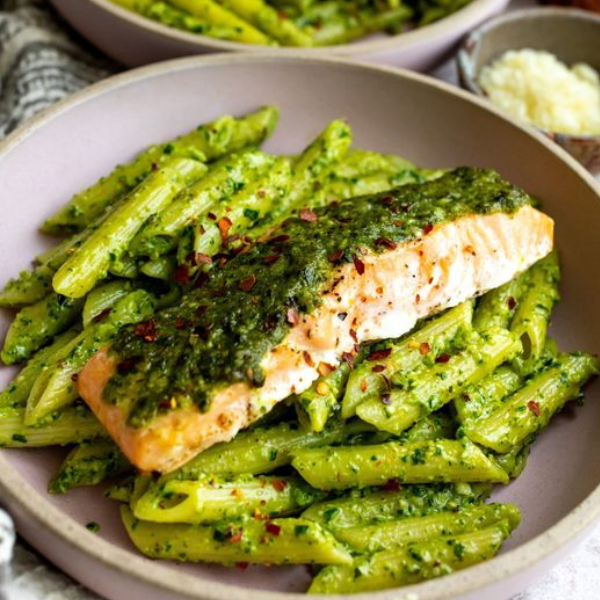 Fertility Boosting Salmon Pesto Pasta Salad – Mungbean Health