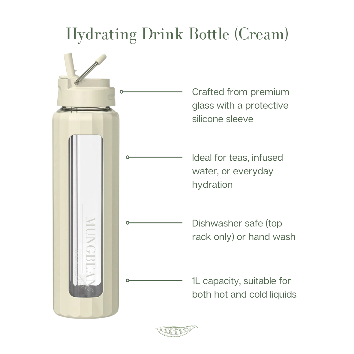 Hydrating Drink Bottle (Cream) – 1L