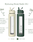 His & Hers Glass Drink Bottle Bundle – Cream & Deep Sage